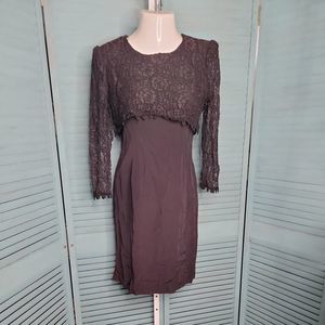 Lindsey Scott Vintage Knee Length Black Sheath Dress ~ Sz 10 ~ Long Sleeve